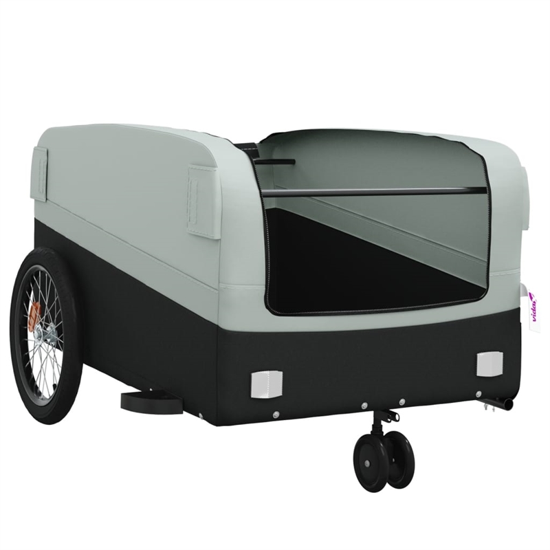 Pemberly Row Sturdy 99.2 lb Iron Bike Trailer in Black and Gray