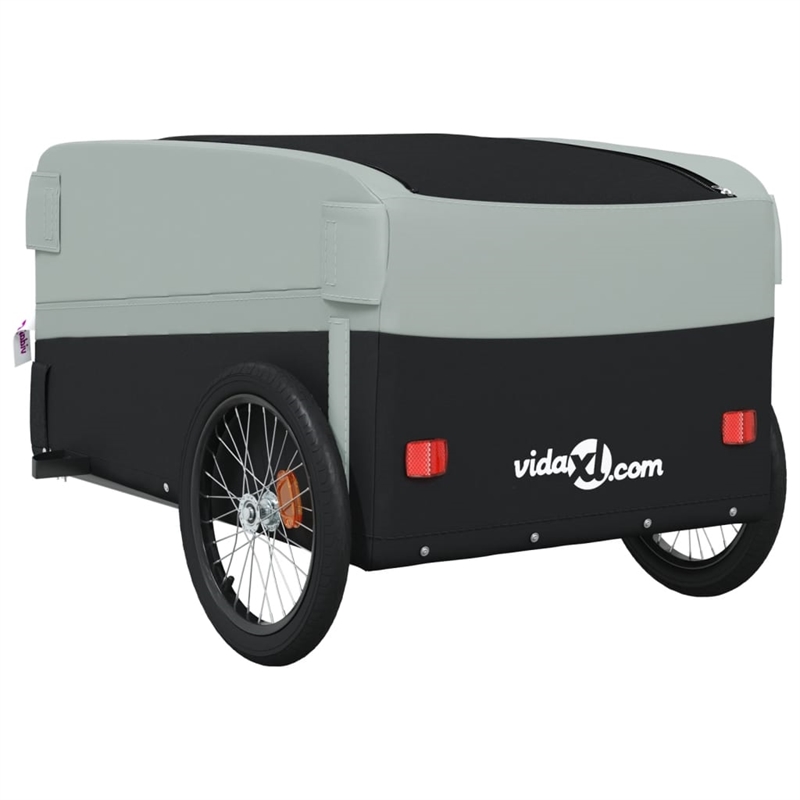 Pemberly Row Sturdy 99.2 lb Iron Bike Trailer in Black and Gray