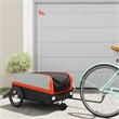 Pemberly Row Sturdy 99.2 lb Iron Bike Trailer in Black and Orange
