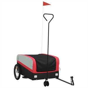 Pemberly Row Sturdy 99.2 lb Iron Bike Trailer in Black and Red