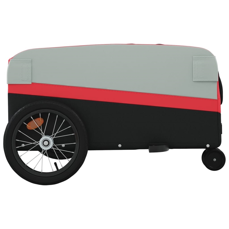 Pemberly Row Sturdy 99.2 lb Iron Bike Trailer in Black and Red