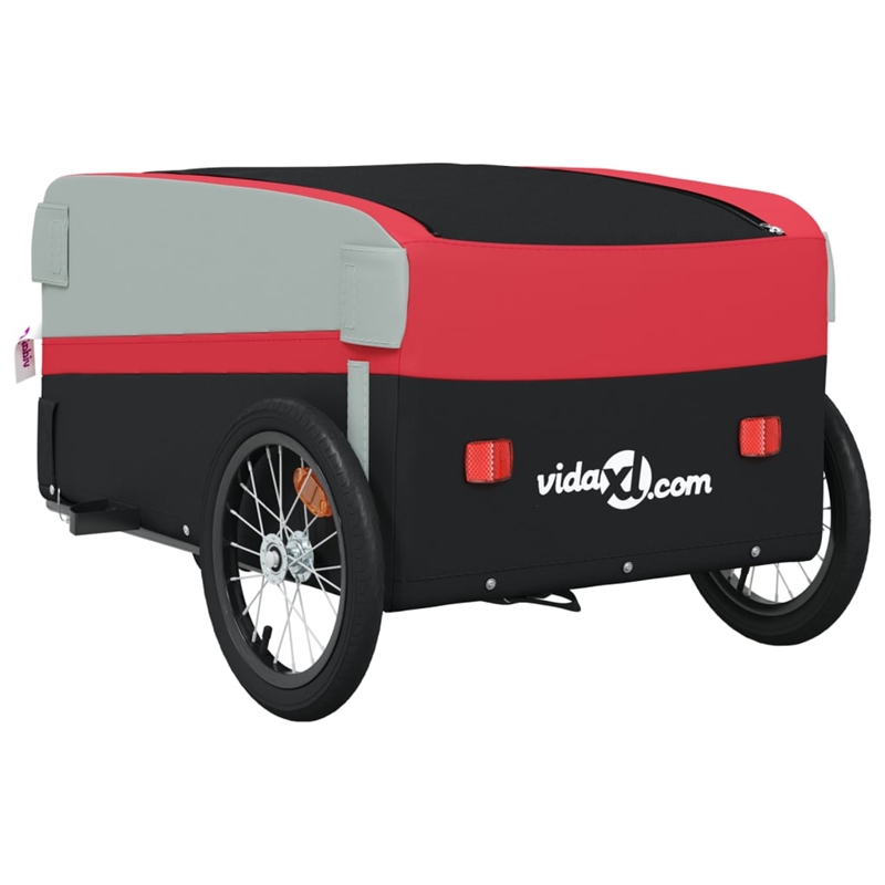 Pemberly Row Sturdy 99.2 lb Iron Bike Trailer in Black and Red