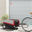 Pemberly Row Sturdy 99.2 lb Iron Bike Trailer in Black and Red