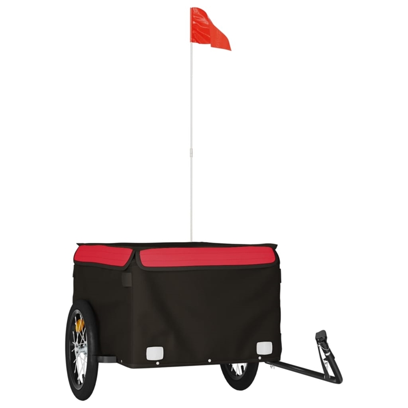 Pemberly Row Sturdy 99.2 lb Iron Bike Trailer in Black and Red