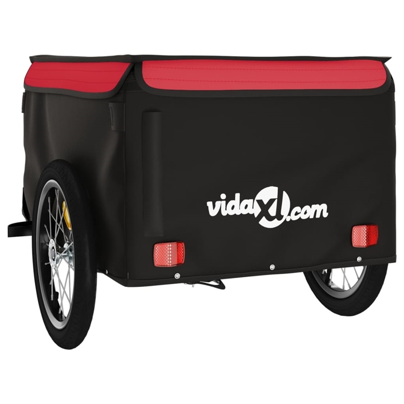 Pemberly Row Sturdy 99.2 lb Iron Bike Trailer in Black and Red