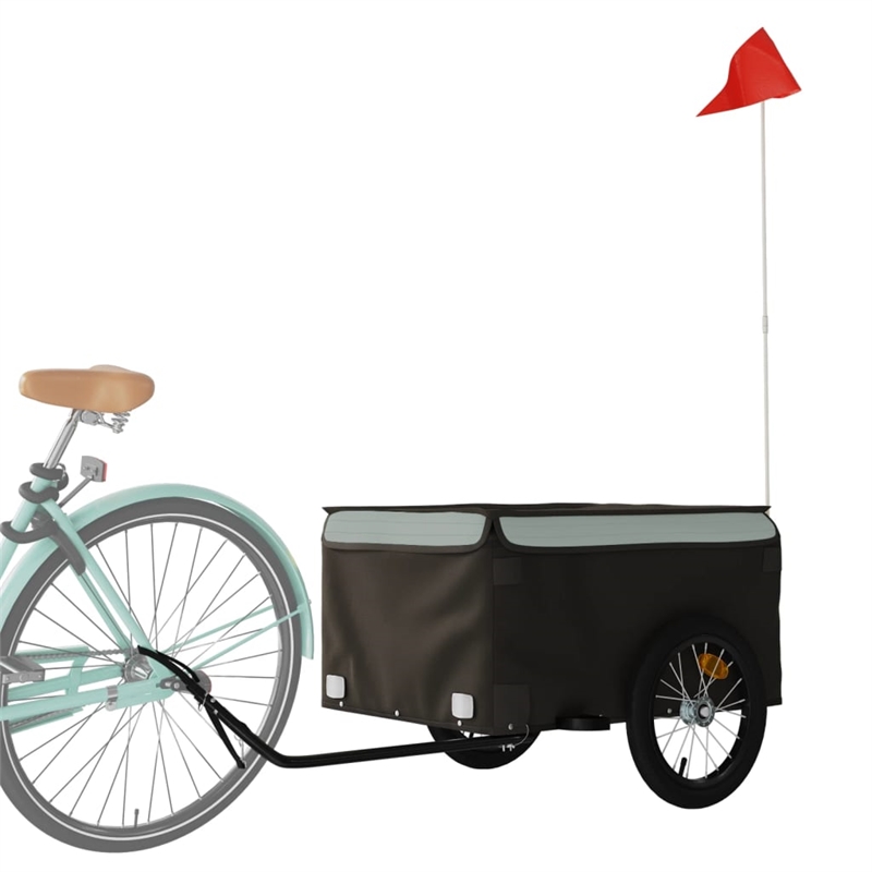 Pemberly Row Sturdy 99.2 lb Iron Bike Trailer in Black and Gray