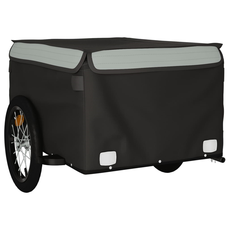 Pemberly Row Sturdy 99.2 lb Iron Bike Trailer in Black and Gray
