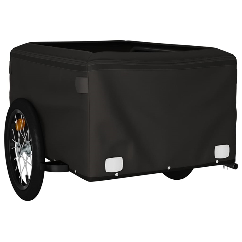 Pemberly Row Sturdy 99.2 lb Iron Bike Trailer in Black and Gray