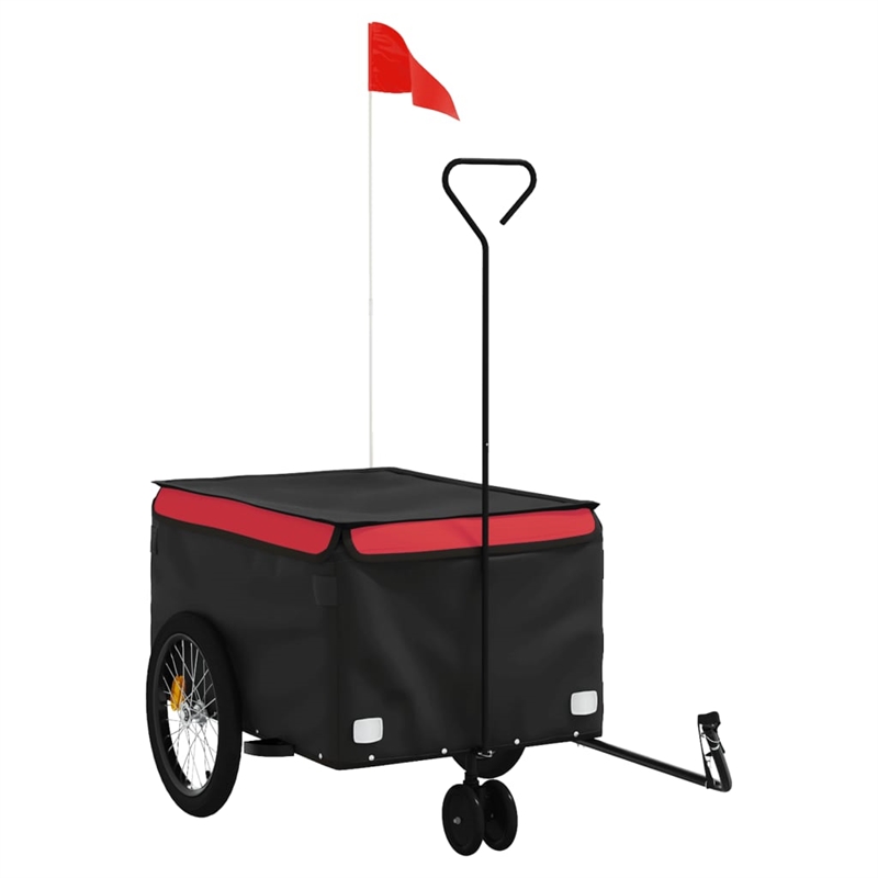 Pemberly Row Sturdy 66.1 lb Iron Bike Trailer in Black and Red