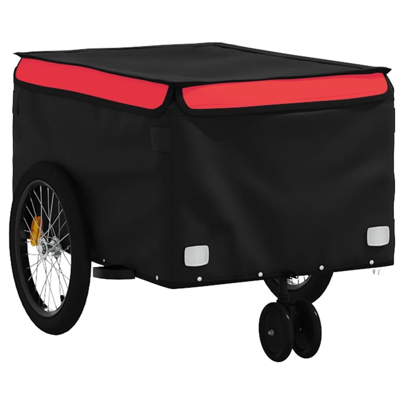 Pemberly Row Sturdy 66.1 lb Iron Bike Trailer in Black and Red