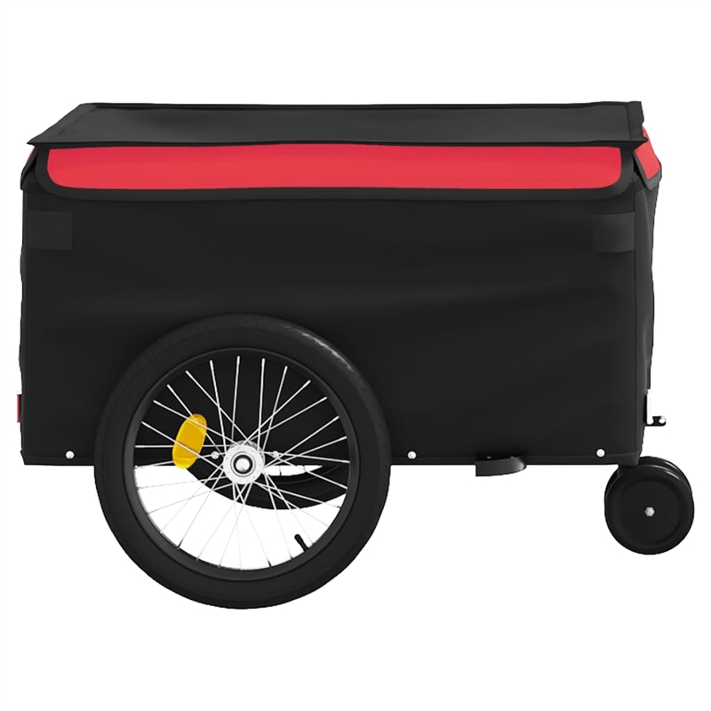 Pemberly Row Sturdy 66.1 lb Iron Bike Trailer in Black and Red