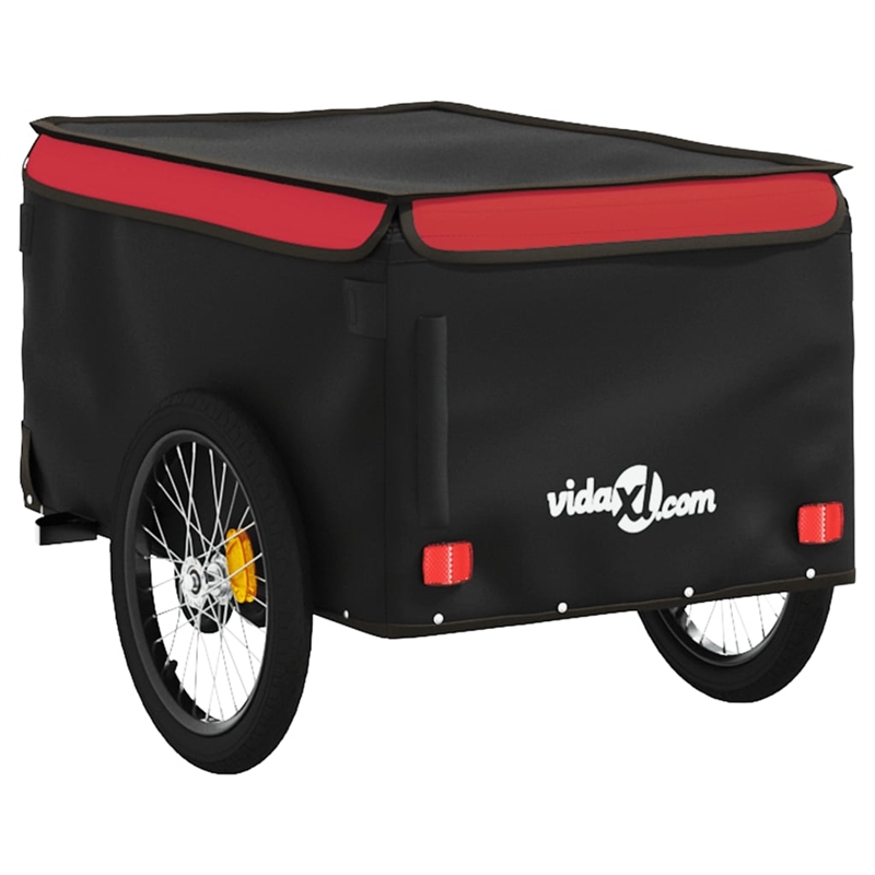 Pemberly Row Sturdy 66.1 lb Iron Bike Trailer in Black and Red
