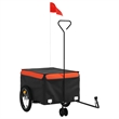 Pemberly Row Sturdy 99.2 lb Iron Bike Trailer in Black and Orange