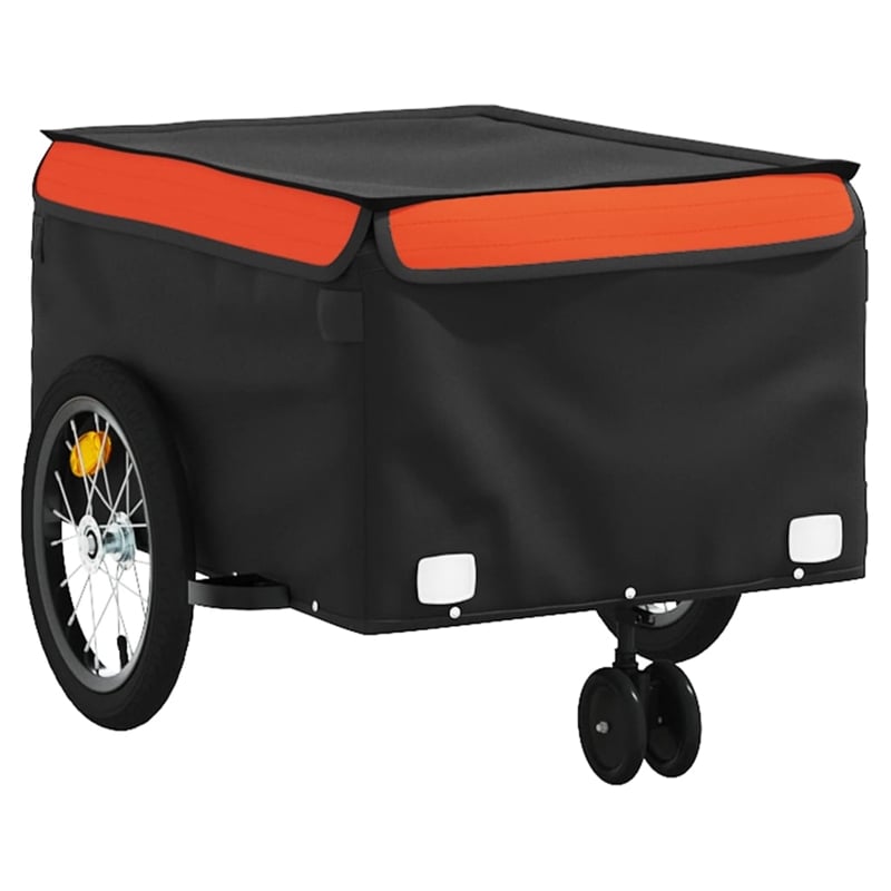 Pemberly Row Sturdy 99.2 lb Iron Bike Trailer in Black and Orange