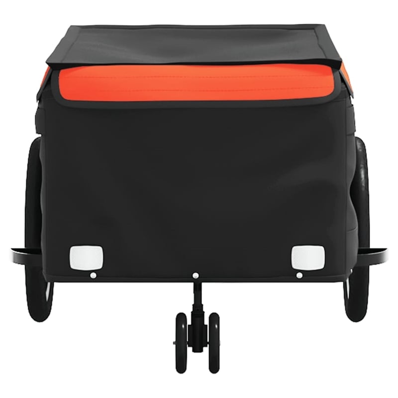 Pemberly Row Sturdy 99.2 lb Iron Bike Trailer in Black and Orange