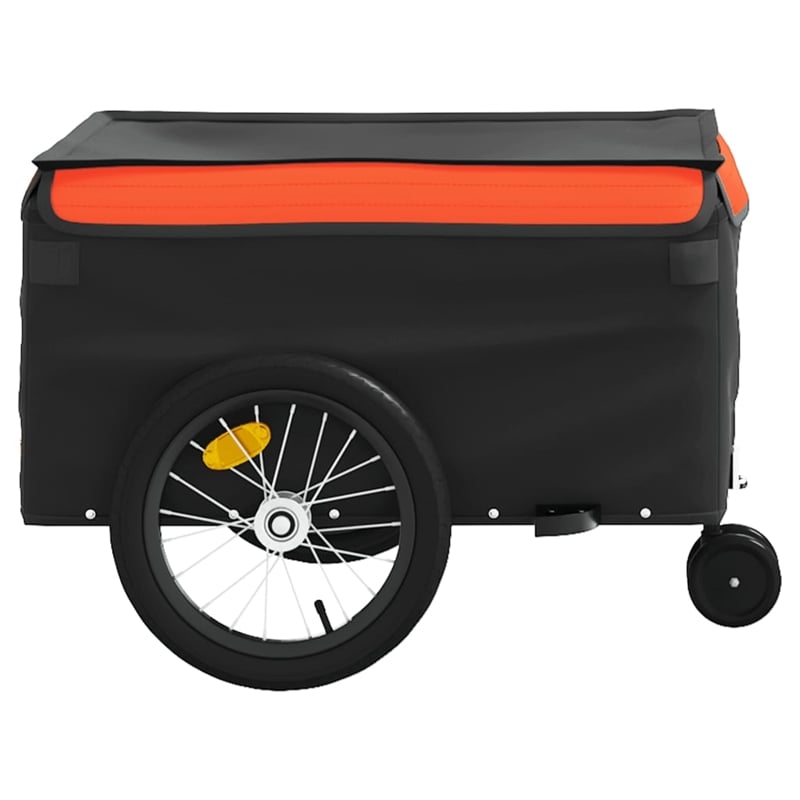 Pemberly Row Sturdy 99.2 lb Iron Bike Trailer in Black and Orange
