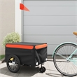 Pemberly Row Sturdy 99.2 lb Iron Bike Trailer in Black and Orange