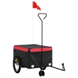 Pemberly Row Sturdy 99.2 lb Iron Bike Trailer in Black and Red
