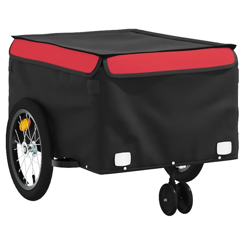 Pemberly Row Sturdy 99.2 lb Iron Bike Trailer in Black and Red