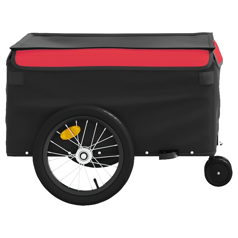 Pemberly Row Sturdy 99.2 lb Iron Bike Trailer in Black and Red