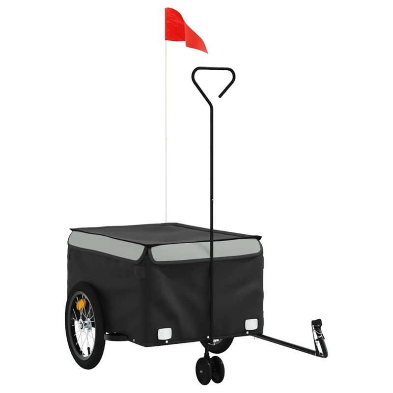 Pemberly Row Sturdy 99.2 lb Iron Bike Trailer in Black and Gray