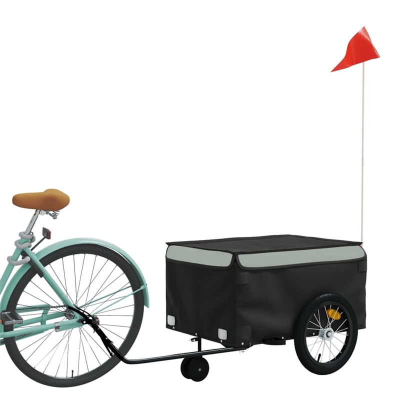 Pemberly Row Sturdy 99.2 lb Iron Bike Trailer in Black and Gray