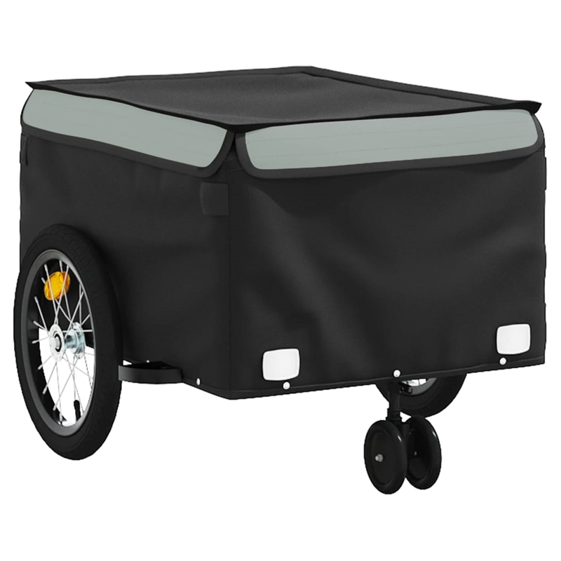 Pemberly Row Sturdy 99.2 lb Iron Bike Trailer in Black and Gray