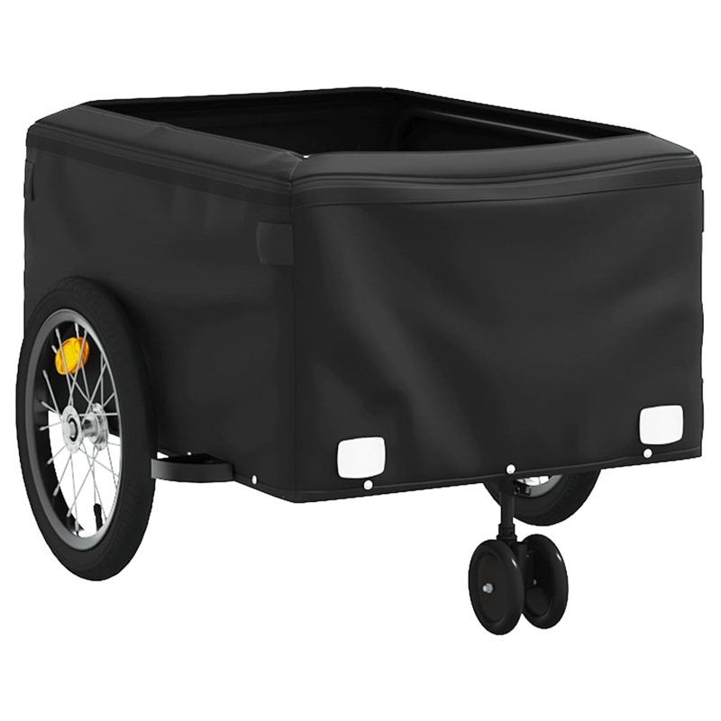 Pemberly Row Sturdy 99.2 lb Iron Bike Trailer in Black and Gray