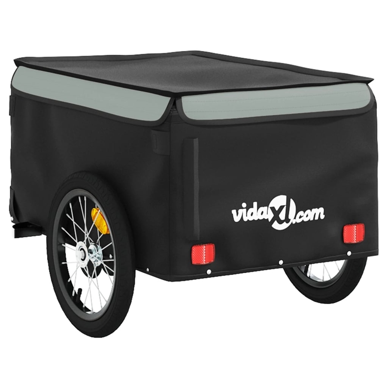Pemberly Row Sturdy 99.2 lb Iron Bike Trailer in Black and Gray