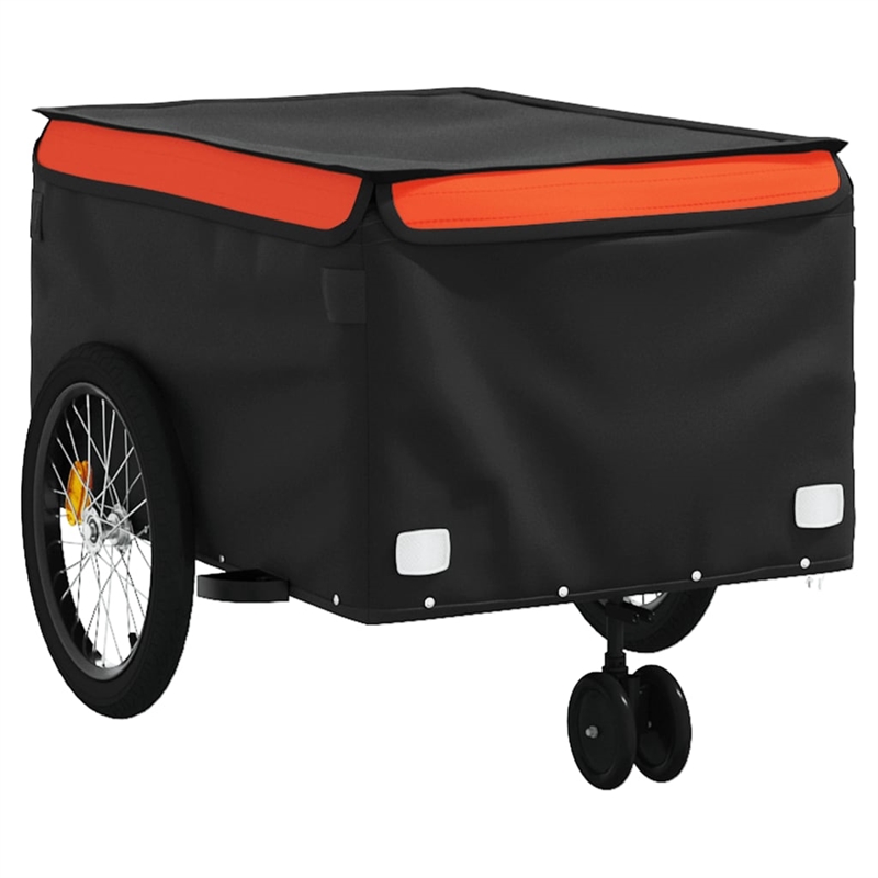 Pemberly Row Sturdy 99.2 lb Iron Bike Trailer in Black and Orange