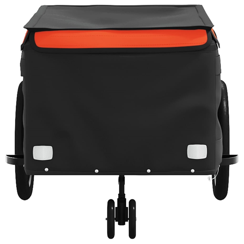 Pemberly Row Sturdy 99.2 lb Iron Bike Trailer in Black and Orange
