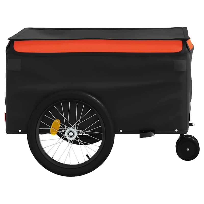 Pemberly Row Sturdy 99.2 lb Iron Bike Trailer in Black and Orange