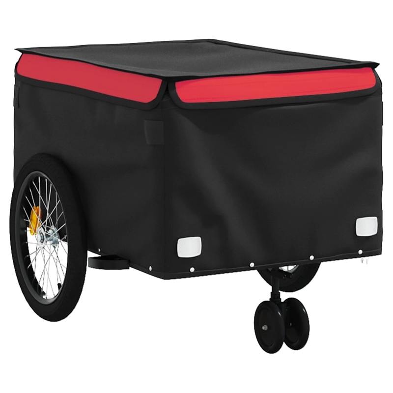 Pemberly Row Sturdy 99.2 lb Iron Bike Trailer in Black and Red