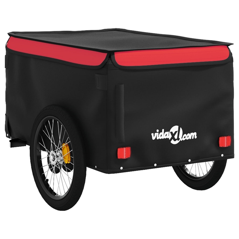 Pemberly Row Sturdy 99.2 lb Iron Bike Trailer in Black and Red