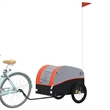 Pemberly Row Sturdy 99.2 lb Iron Bike Trailer in Black and Orange
