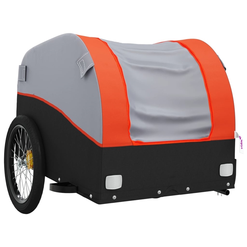 Pemberly Row Sturdy 99.2 lb Iron Bike Trailer in Black and Orange