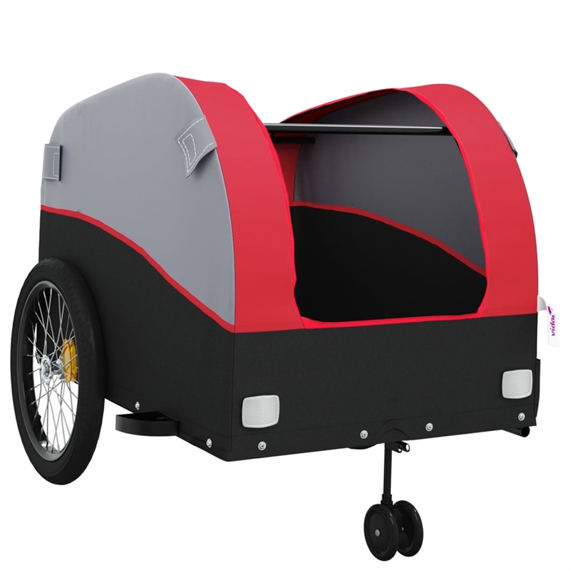 Pemberly Row Sturdy 99.2 lb Iron Bike Trailer in Black and Red