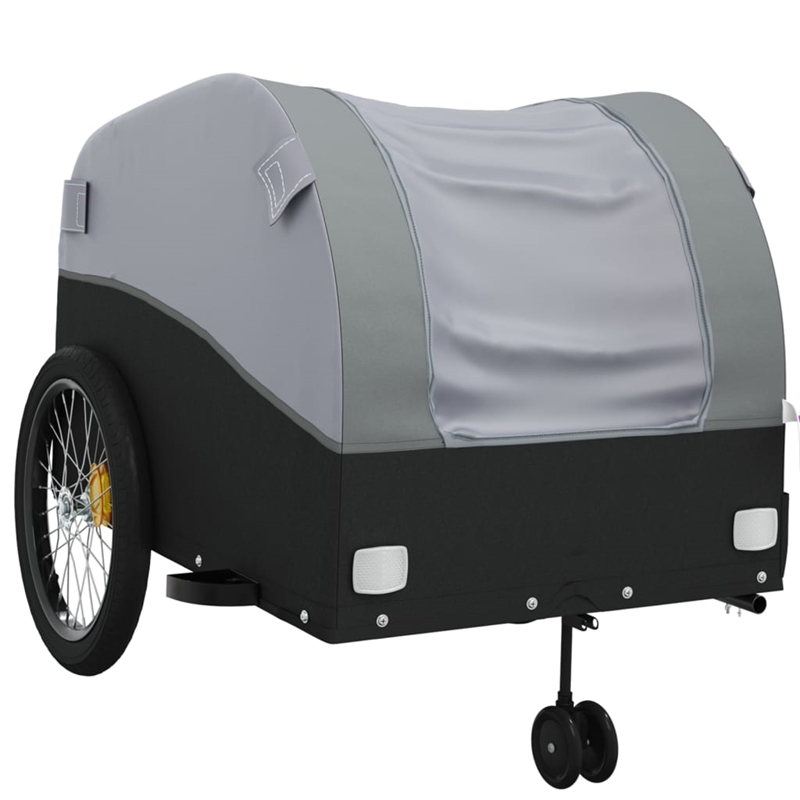 Pemberly Row Versatile 99.2 lb Iron Bike Trailer in Black and Gray