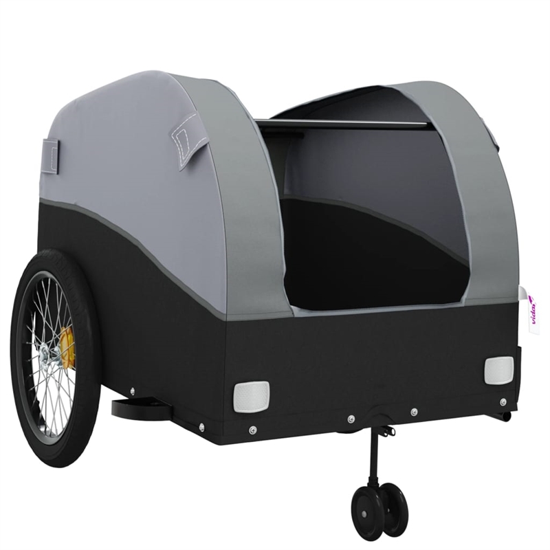 Pemberly Row Versatile 99.2 lb Iron Bike Trailer in Black and Gray