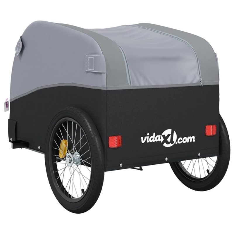 Pemberly Row Versatile 99.2 lb Iron Bike Trailer in Black and Gray