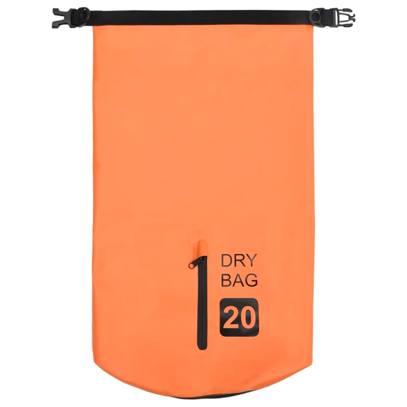 Pemberly Row Lightweight and Durable 5.3 gal PVC Dry Bag with Zipper in Orange