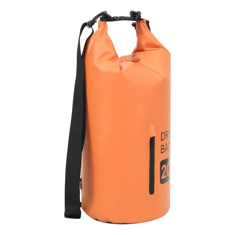 Pemberly Row Lightweight and Durable 5.3 gal PVC Dry Bag with Zipper in Orange