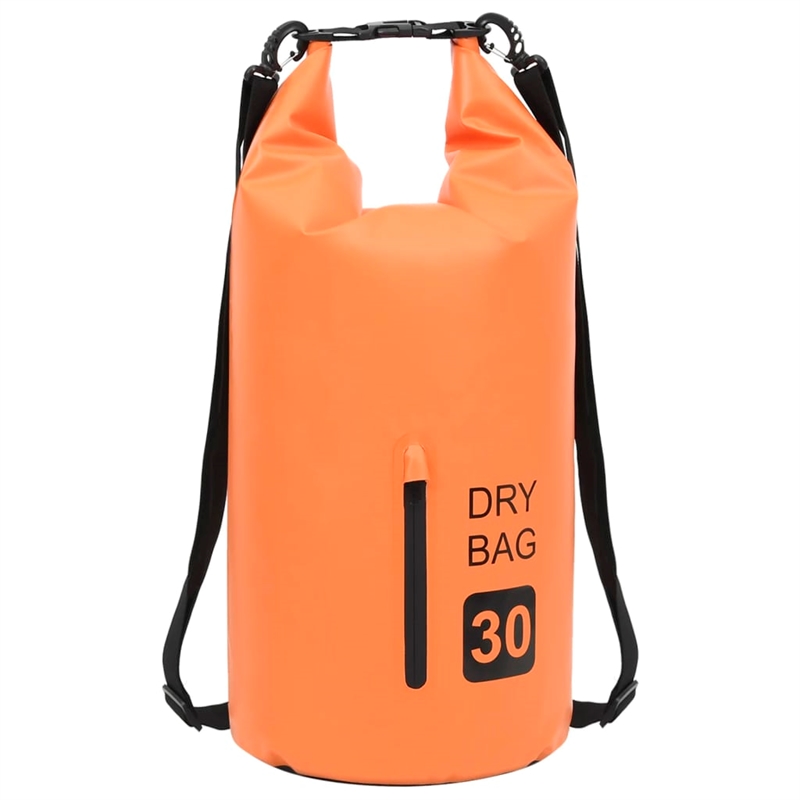 Pemberly Row Lightweight and Durable 7.9 gal PVC Dry Bag with Zipper in Orange