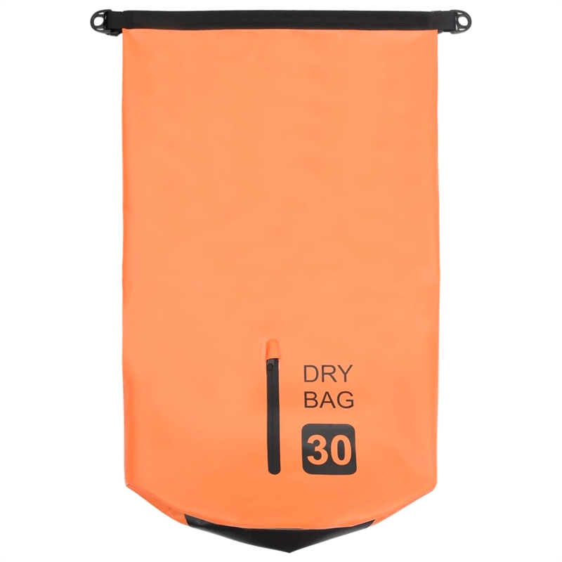Pemberly Row Lightweight and Durable 7.9 gal PVC Dry Bag with Zipper in Orange