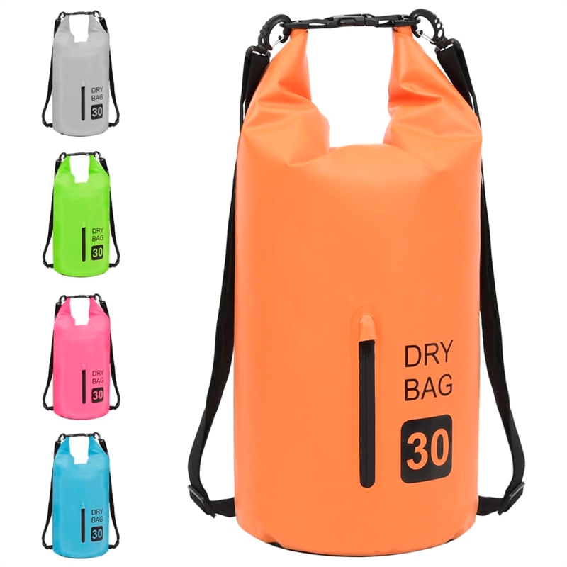Pemberly Row Lightweight and Durable 7.9 gal PVC Dry Bag with Zipper in Orange