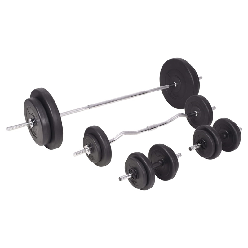 Pemberly Row Versatile 198.4lbs Barbell and Dumbbell Set in Black