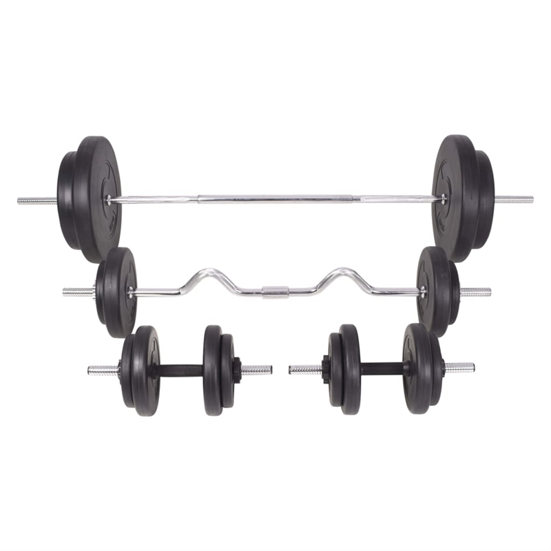 Pemberly Row Versatile 198.4lbs Barbell and Dumbbell Set in Black