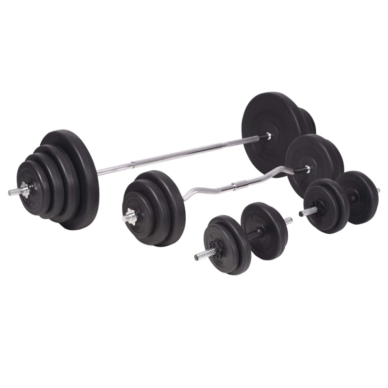 Pemberly Row Versatile 264.6 lbs Barbell and Dumbbell Set in Black