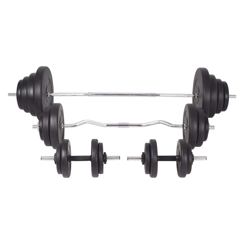 Pemberly Row Versatile 264.6 lbs Barbell and Dumbbell Set in Black