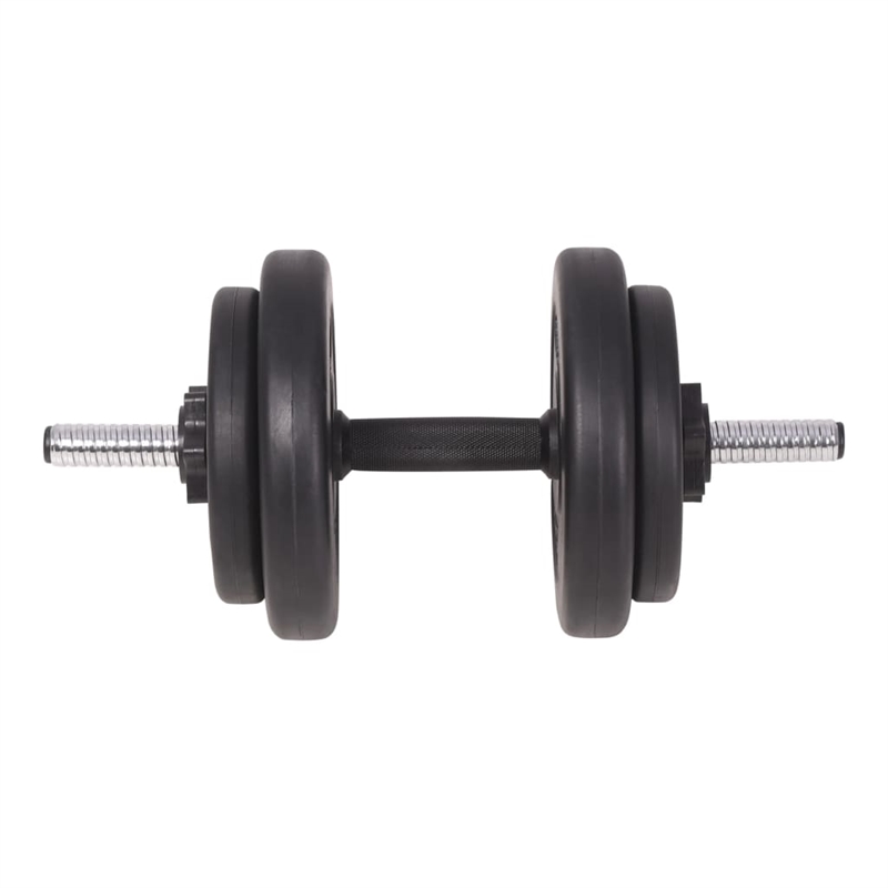 Pemberly Row Versatile 264.6 lbs Barbell and Dumbbell Set in Black